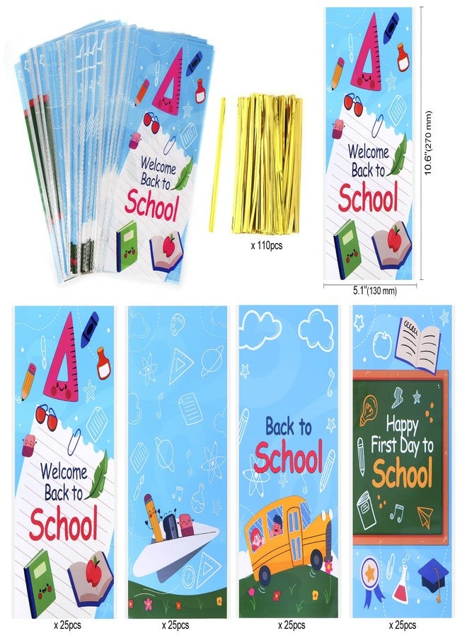 هواف أكياس سيلوفان من HOWAF، ١٠٠ قطعة، أكياس حلوى "يوم دراسي سعيد" مع أربطة لولبية، مثالية لتوزيعات حفلات العودة إلى المدرسة، أكياس هدايا ترحيبية بالعودة إلى المدرسة، أكياس شفافة للعودة إلى المدرسة - Image 2